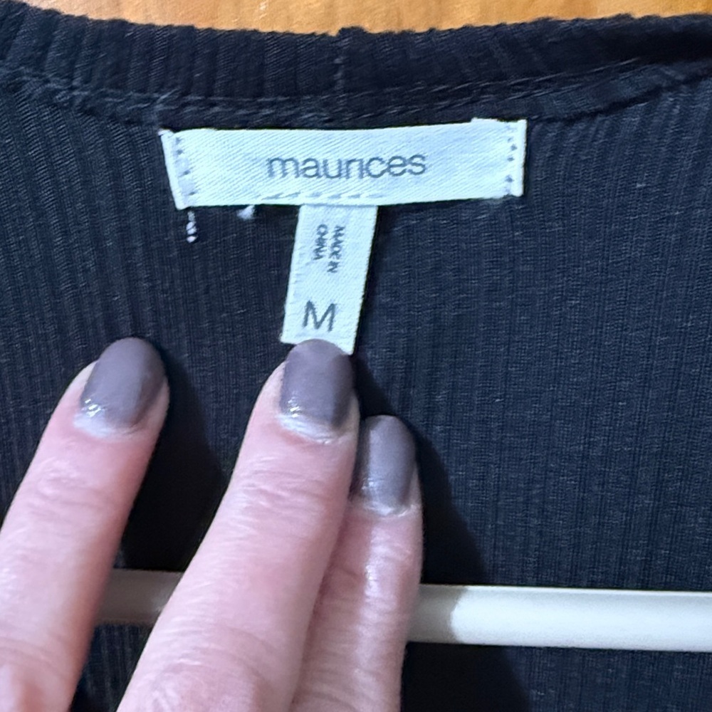 Maurices Black Ribbed Cardigan Sz M - Picture 2 of 4